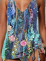 Lässig Geblümt Print  V-Ausschnitt Tankini