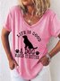 Damen Tier Kurzarm T-Shirts T-Shirt V-Ausschnitt Lässig Sommer Oberteile