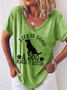 Damen Tier Kurzarm T-Shirts T-Shirt V-Ausschnitt Lässig Sommer Oberteile