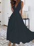 V-Ausschnitt Weit Unifarben Elegant Kleid