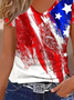 Damen Amerika-Flagge Kurzarm Bluse Sommer V-Ausschnitt Täglich Lässig Oberteile