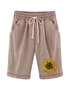 Damen Sonnenblume Shorts Hose mit Weitem Bein Lässig Sommer Shorts