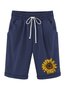 Damen Sonnenblume Shorts Hose mit Weitem Bein Lässig Sommer Shorts