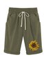 Damen Sonnenblume Shorts Hose mit Weitem Bein Lässig Sommer Shorts