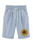 Damen Sonnenblume Shorts Hose mit Weitem Bein Lässig Sommer Shorts