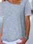 Asymmetrisch Lässig Gestreift Weit Spitzenärmel T-Shirt
