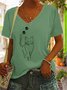 Damen Lässig Sommer Katze Baumwolle Täglich Weit Kurzarm T-Shirt