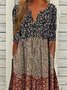 Geblümt Lässig Gekerbt Weit Maxikleid
