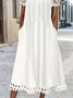 Spitze Lässig Unifarben Karree-Ausschnitt Kleid
