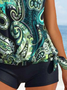 Pflanzen Urlaub Print Rundhals Tankini