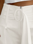 Spitzenrand Unifarben Weit Lässige Shorts mit Gürtel