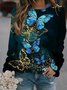 Rundhals Lässig Print Sweatshirt