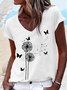 Damen Unifarben Kurzarm T-Shirts T-Shirt V-Ausschnitt Lässig Sommer Oberteile