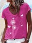 Damen Unifarben Kurzarm T-Shirts T-Shirt V-Ausschnitt Lässig Sommer Oberteile