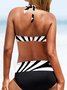 Urlaub Polka Dots Print V-Ausschnitt Bikini
