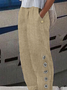 Baumwolle Weit Lässig Schnalle Hose