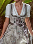 Dirndl Oktoberfest Spitze Regelmäßige Passform Unifarben Bier Party Kleid mit Gürtel