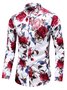 Herren Lässig Geblümt Button Down Bluse Retro Urlaub Hawaiische Kleidung