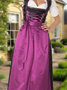 Dirndl Oktoberfest Urlaub Unifarben Gekerbt Regelmäßige Passform Kleid