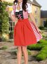 Dirndl Oktoberfest Urlaub Kariert Regelmäßige Passform Karree-Ausschnitt Kleid mit Nein