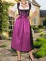Dirndl Oktoberfest Urlaub Unifarben Gekerbt Regelmäßige Passform Kleid