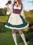 Dirndl Oktoberfest Urlaub Farbblock Karree-Ausschnitt Regelmäßige Passform Kleid mit Nein