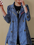 Reverskragen Unifarben Lässig Denim Jacke