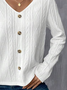 Regelmäßige Passform Unifarben V-Ausschnitt Lässig Bluse