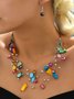 Böhmisch Multifarben Perlen Geschichtet Halskette Ohrringe Set