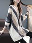 Acryl Weit Farbblock Lässig Strickkleid
