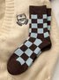 Schachbrett Farbkontrast Wollgemisch thermal Socken