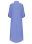 Baumwolle Leinen Lässig Weit Blusenkleid