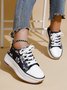 Lässig Lippen Blumenmuster Plateau Segeltuch Schuhe