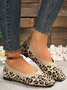 Lässig Leopard Atmungsaktiv Textil Quadratisch Flache Schuhe