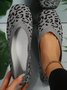 Lässig Leopard Atmungsaktiv Textil Quadratisch Flache Schuhe