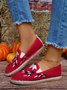 Damen Geblümt Blätter Stickerei Slip On Espadrille Slippers