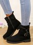 Damen Lässig Schnallen Riemen Niedrig Stiefelette
