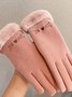 Katze Gesicht Stickerei Schleife Knoten Pelz Revers Warm Elegant Damen Handschuhe