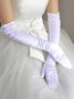 Elegant Doppelt Reihe Perlen Plissiert Satin Hochzeit Braut Abschlussball Dating Ellbogen Handschuhe