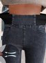 Denim Lässig Unifarben Fest Jeans