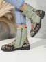 Lässig Blumenmuster Paneeliert Stiefelette