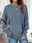 Lässig Jersey Rundhals Unifarben Sweatshirt