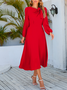 V-Ausschnitt Unifarben Elegant Kleid mit Nein