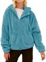 Lässig Kapuze Unifarben Fluff/Granular-Fleece-Stoff Teddy Jacke