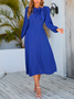 V-Ausschnitt Unifarben Elegant Kleid mit Nein