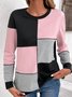 Lässig Weit Rundhals Farbblock Sweatshirt