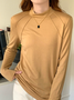 Lässig Unifarben Weit T-Shirt