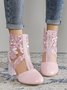 Geblümt Stickerei Strass klar Blockabsatz Fashion Stiefelette