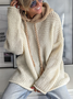 Weit Wolle/Stricken Lässig Unifarben Pullover