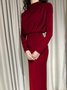 Lässig Unifarben Kleid mit Nein